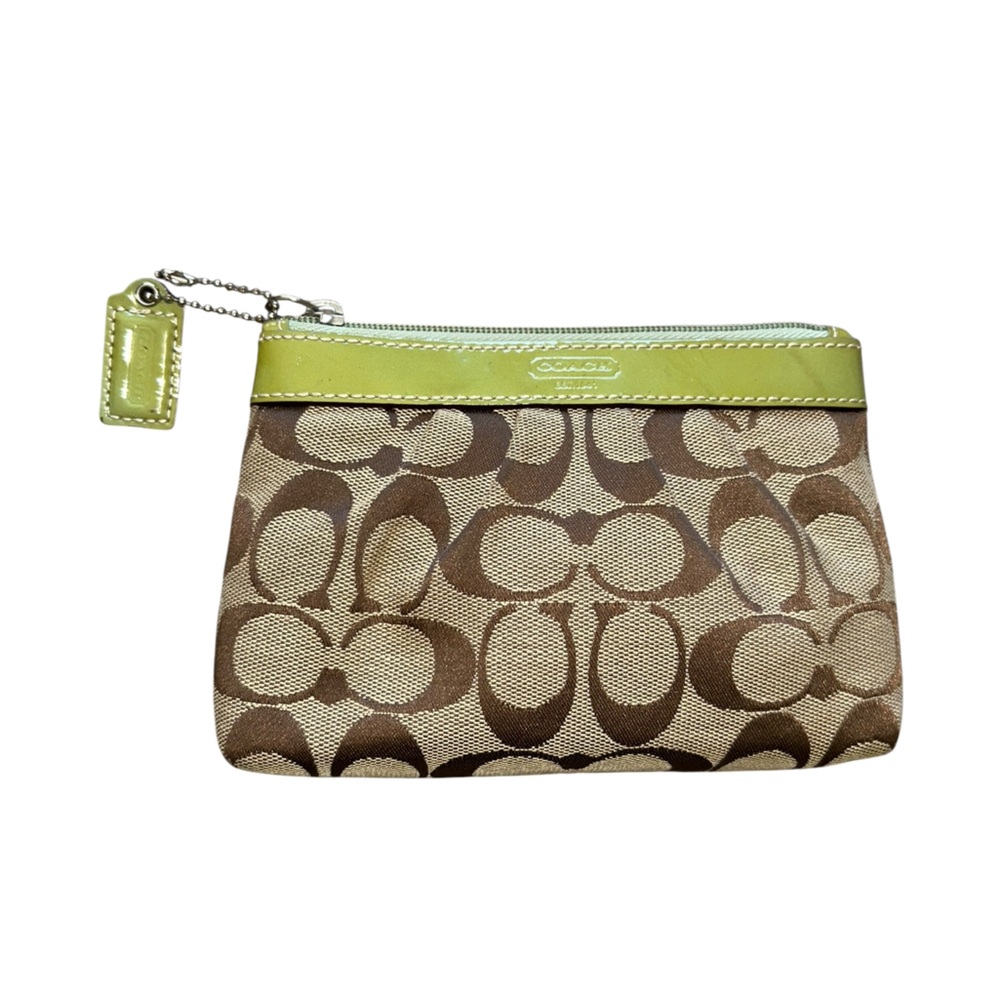 Coach Signature Brown and Green Wristlet Vintage y2k Signature C Coin Purse